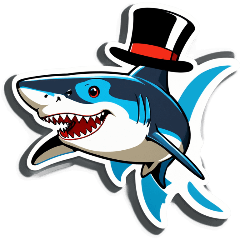 Shark with a top hat emoji