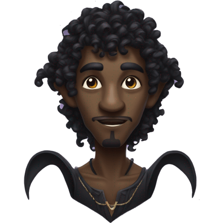  A black male elf that is a witch fortune teller that has pointed ears with long black curly hair emoji