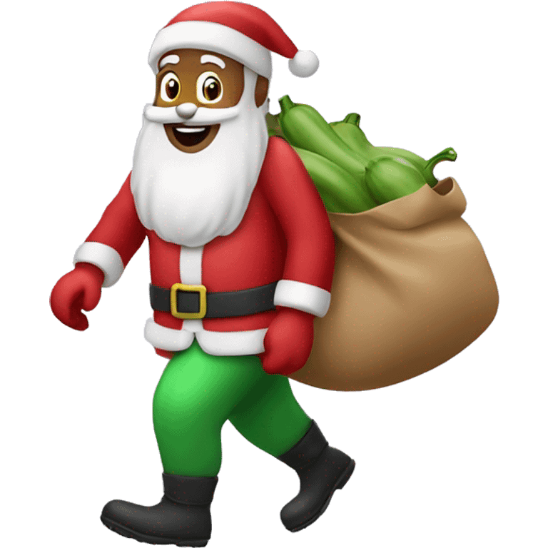 Santa carrying a bag of eggplants  emoji