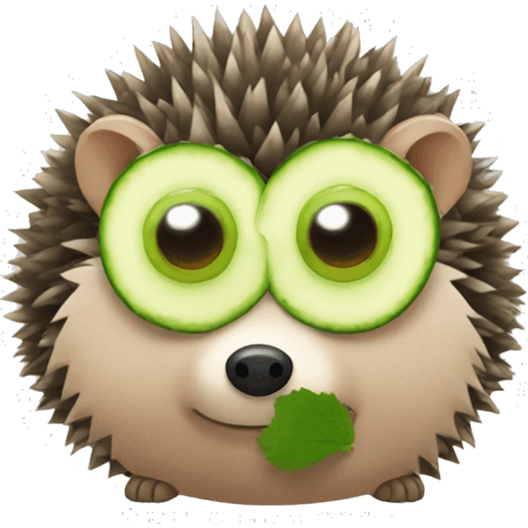 Hedgehog with cucumbers in his eyes emoji