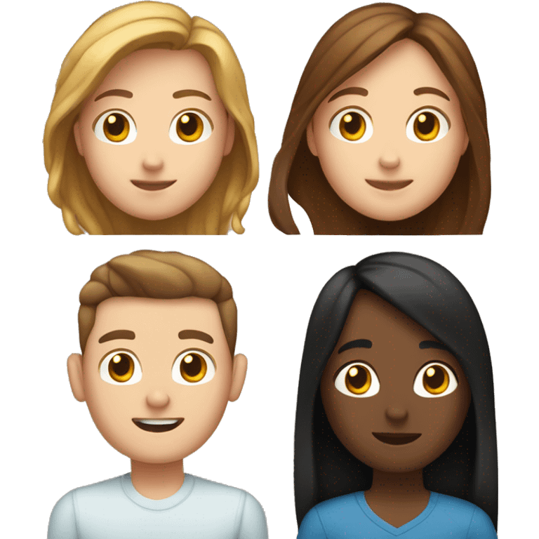 white mom with brown hair, white dad with black hair, teen girl with brown hair, teen boy with brown hair, and dog emoji