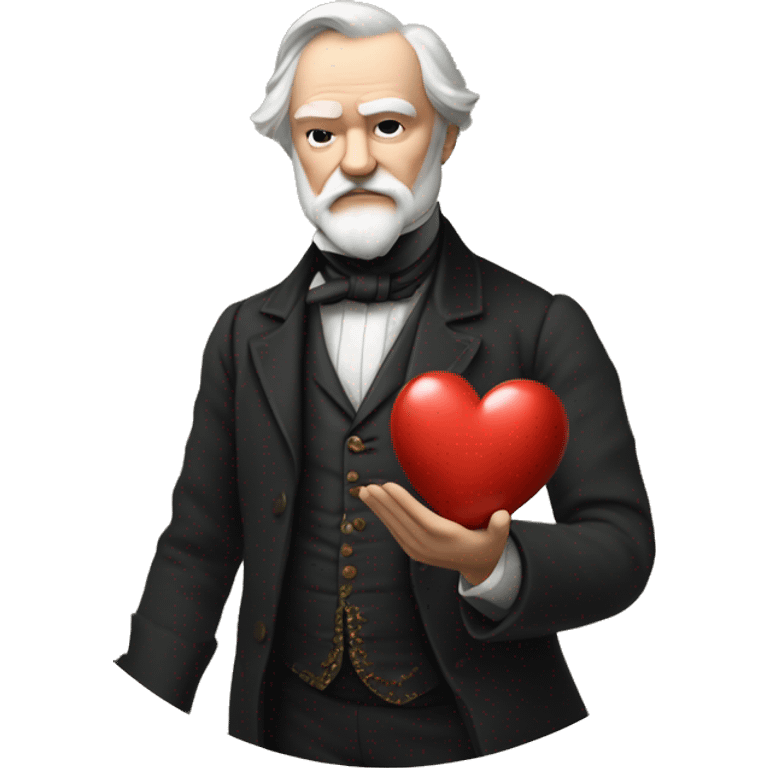 Victor Hugo holds a heart in his hand emoji