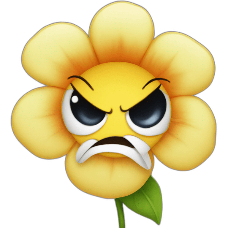 Angry emoji with a flower on top emoji