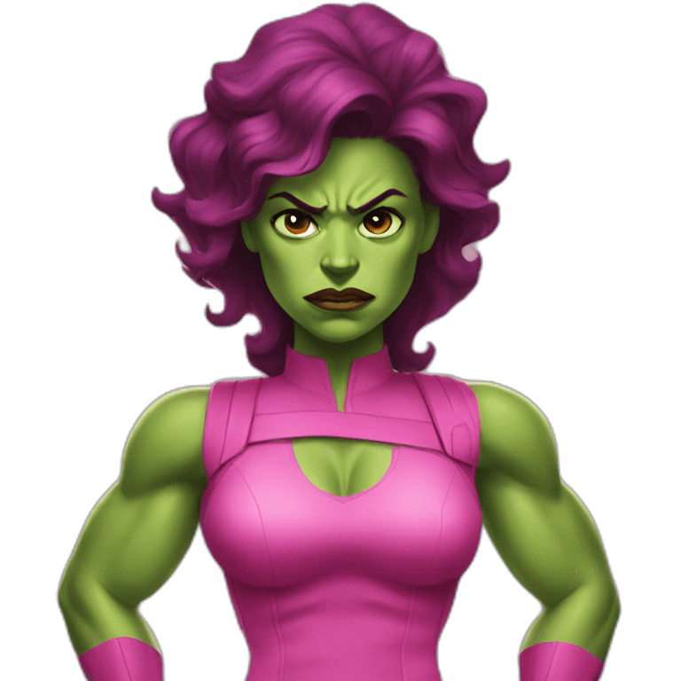 angry she-hulk wearing pink clothes emoji