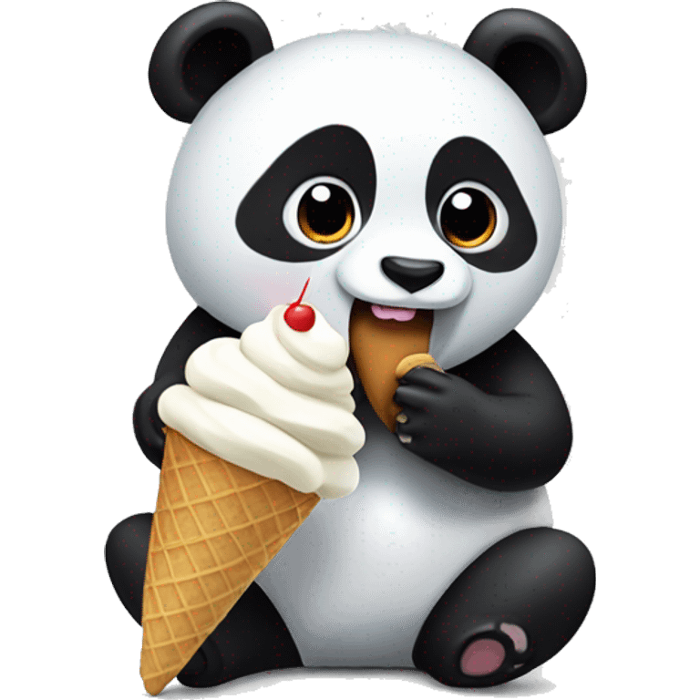 Panda eating ice cream emoji