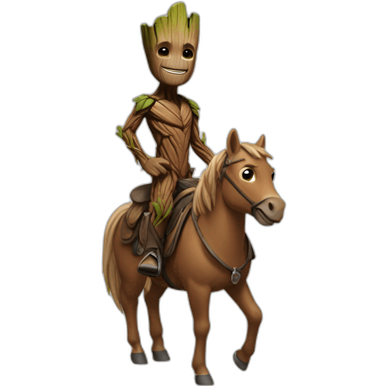 Groot riding a horse emoji