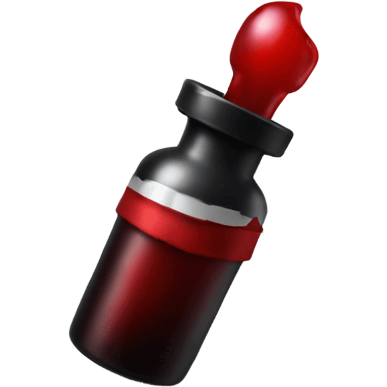 a stylish blood bottle with red liquid and a gothic cap, perfect for a vampire girl theme. emoji