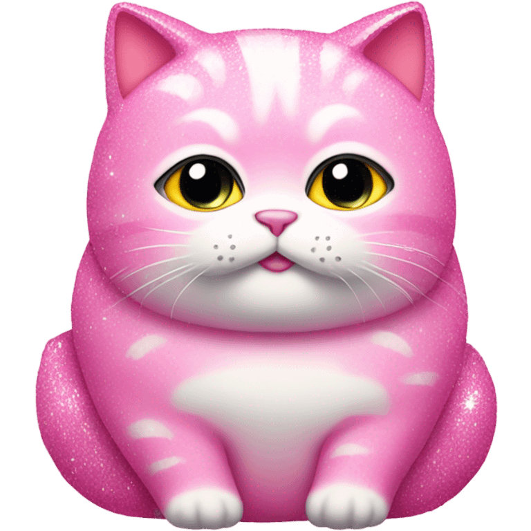 Pink sparkly fat cat with glitter  emoji