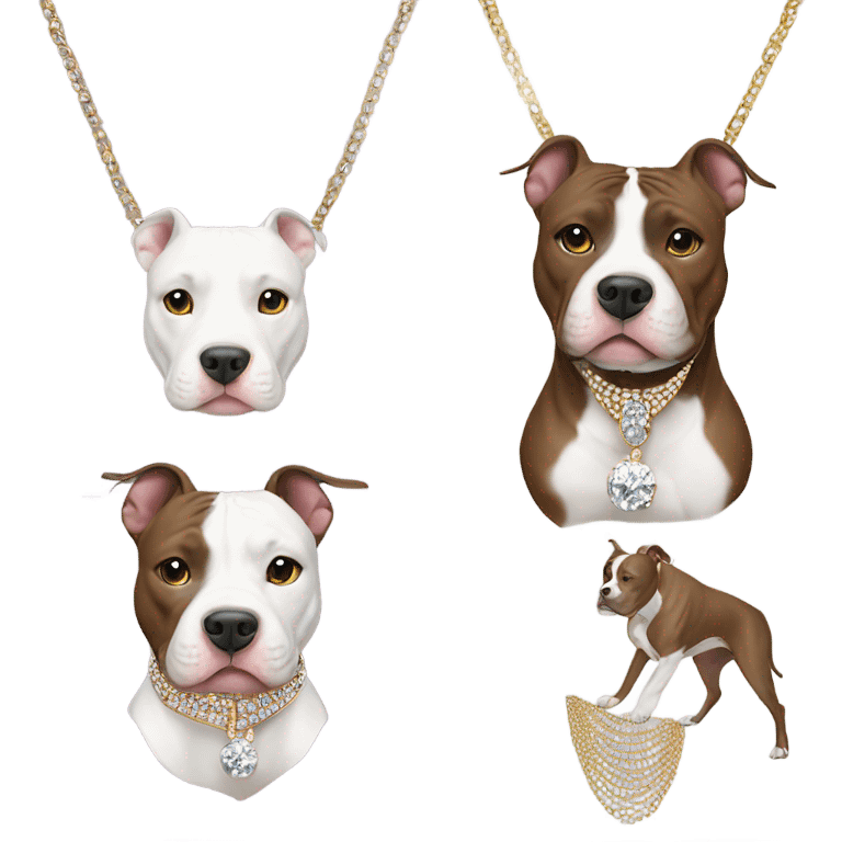 pitbull with bling necklace and earrings emoji