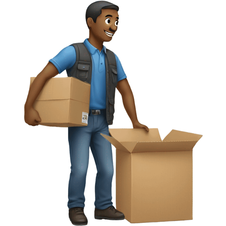 a man packing an item to a box emoji