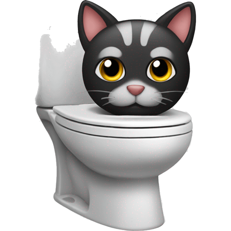 Toilet with a cat's head emoji