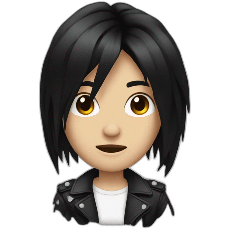 Metalhead black hair  emoji