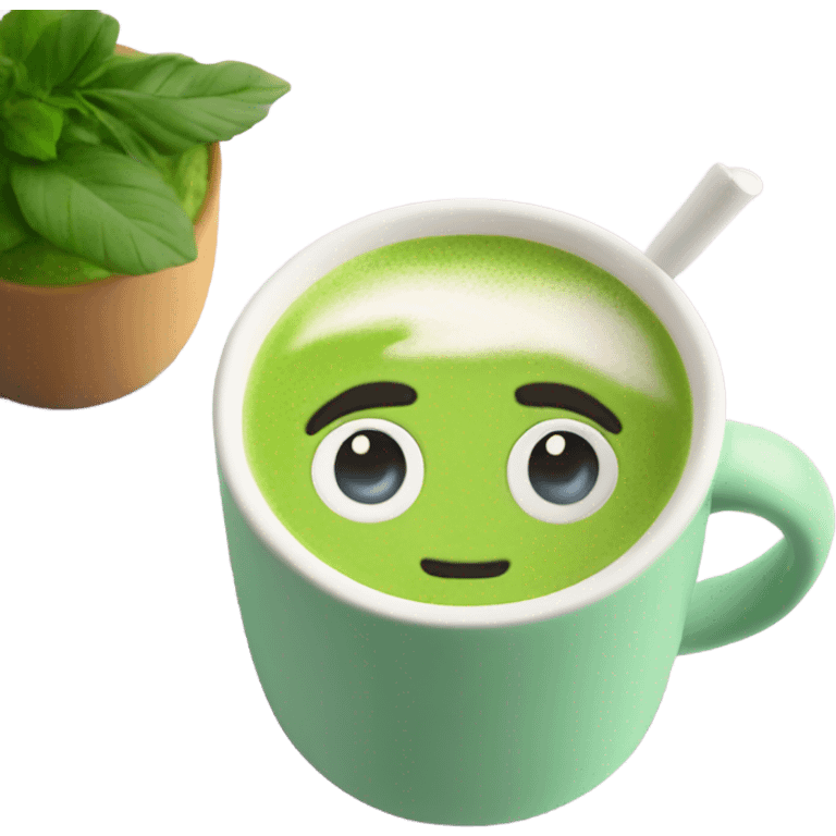 Matcha latte in pastel mug emoji