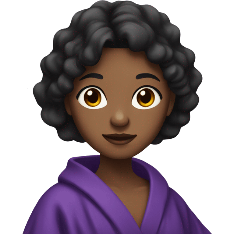 Brown skin girl with black hair wearing purple robe  emoji