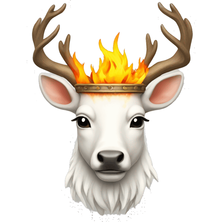 White stag with a flame crown emoji