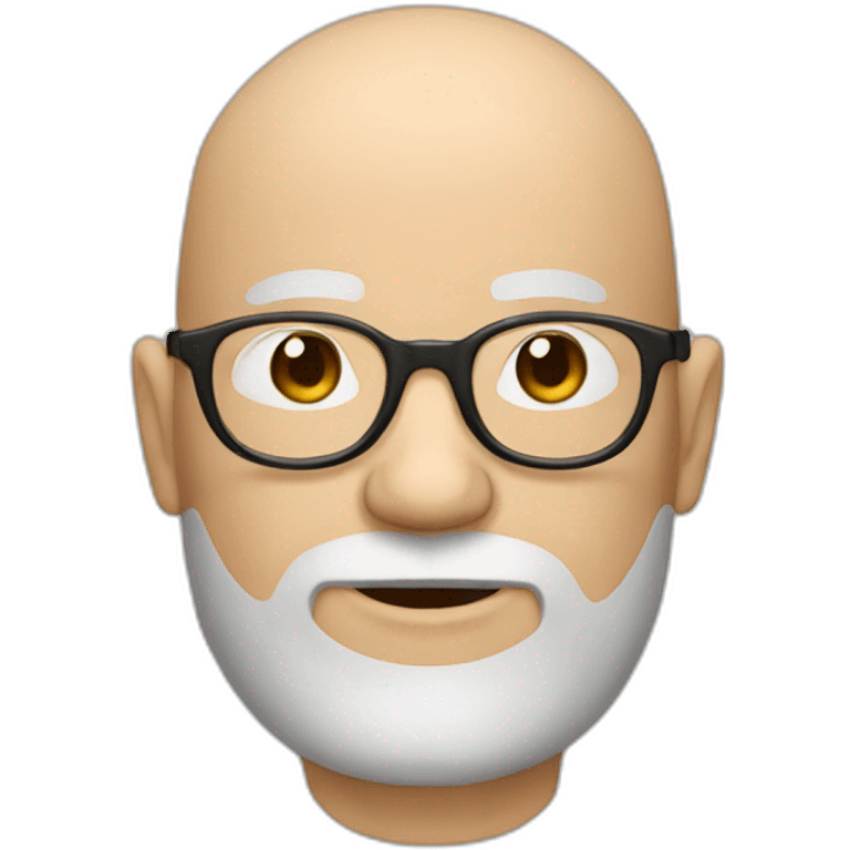 Round pale face Bald man with brown beard and glasses emoji