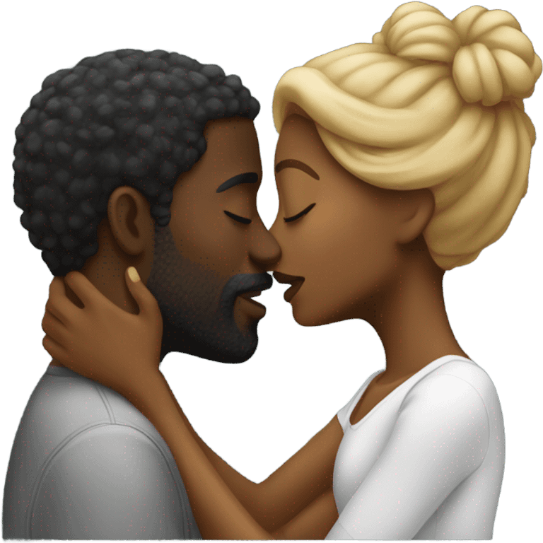 Black man and women kissing  emoji