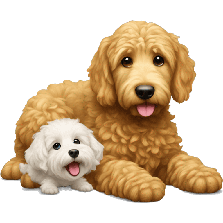 Golden doodle and a grub had a baby emoji