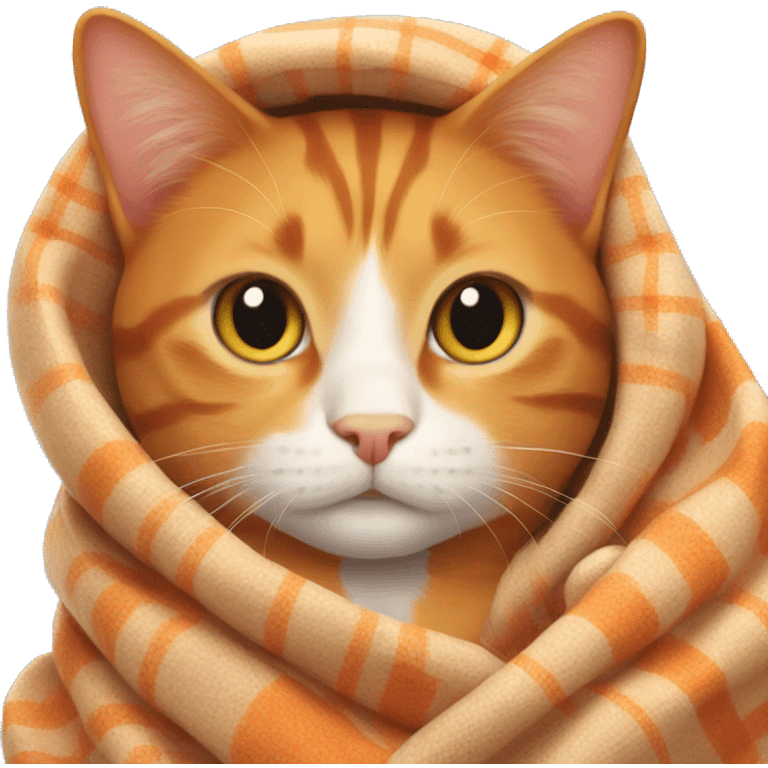 Orange cat with a blanket around it emoji