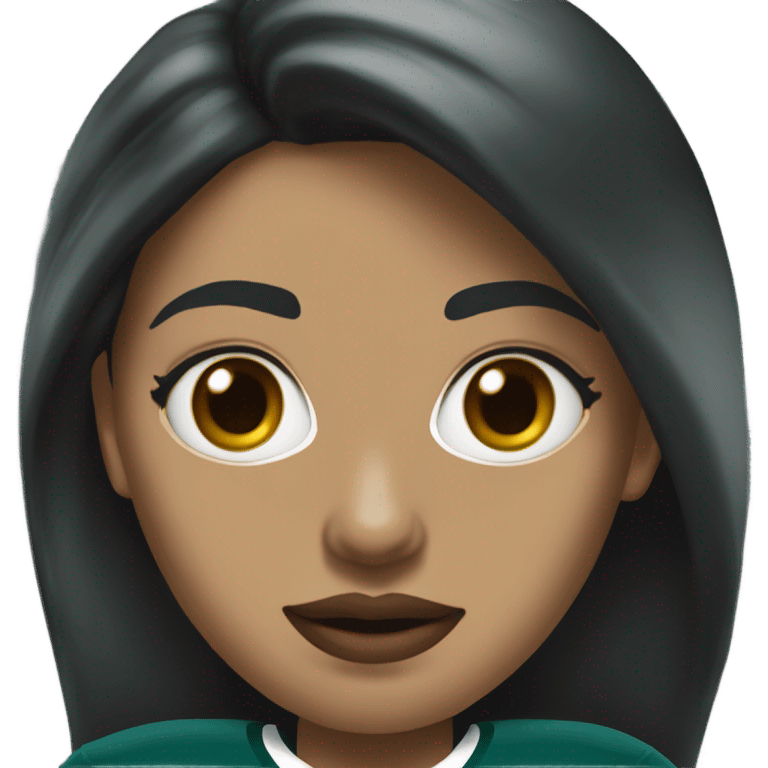  White female dark hair red lips wearing Philadelphia Eagles jersey emoji