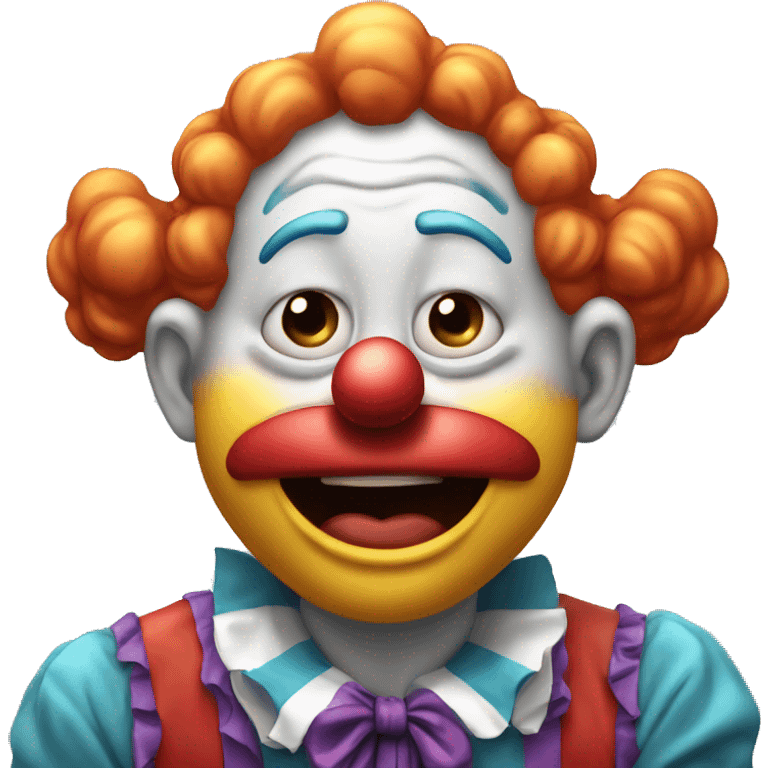 Clown crying and laughing at the same time while facepalming with hand over eyes because it is crying/laughing so much emoji