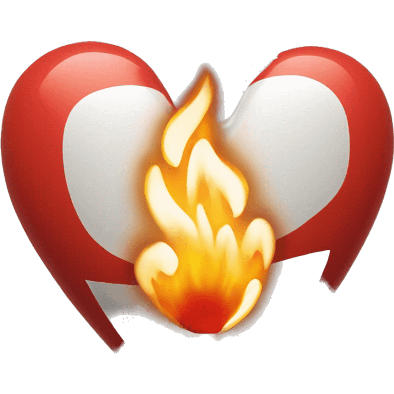 Cœur rouge avec une croix et du feu au dessus  emoji