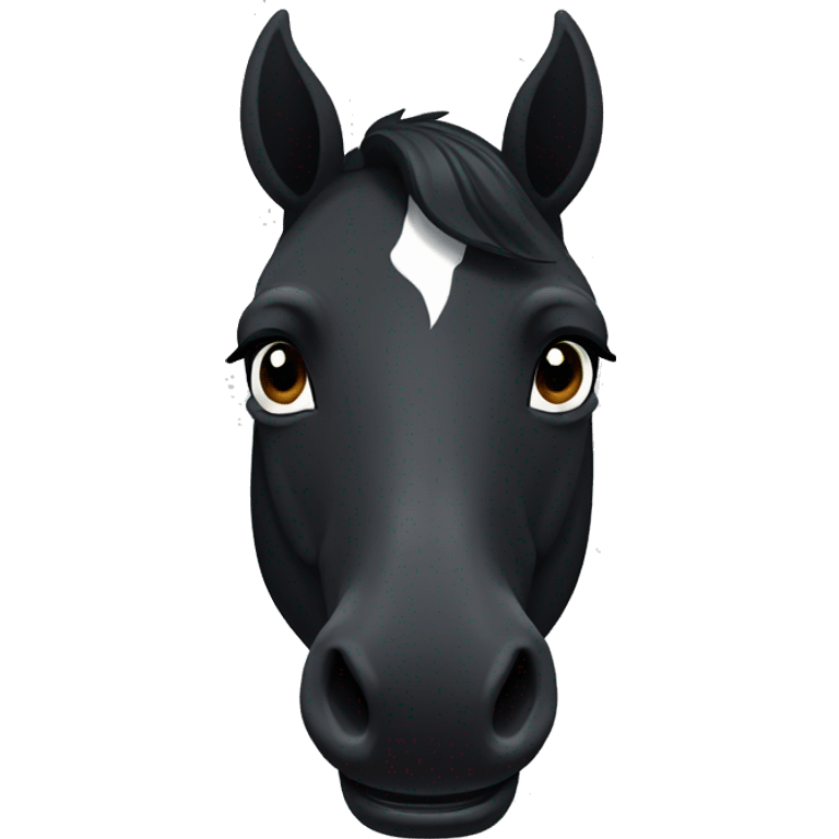 black horse with a white stripe on face smiling  emoji