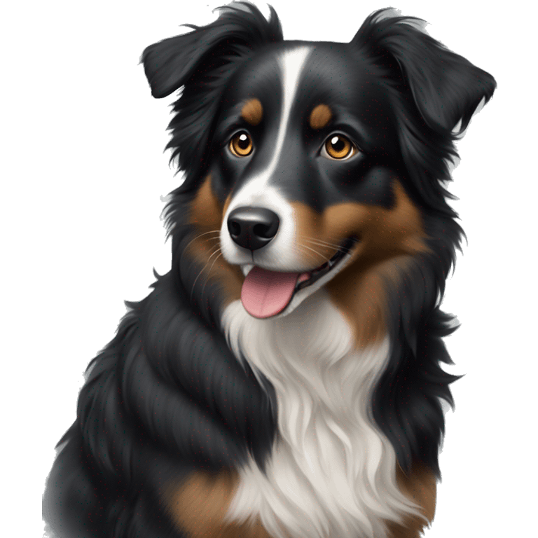 Small black australian shepherd dog painting emoji