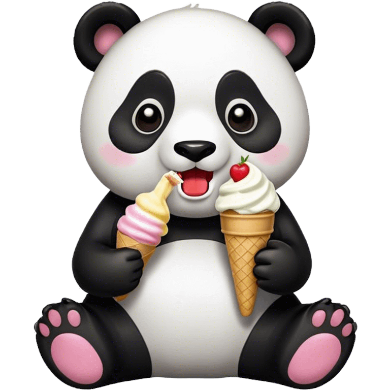 Panda eating ice cream emoji