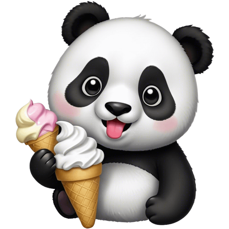 Panda eating ice cream emoji