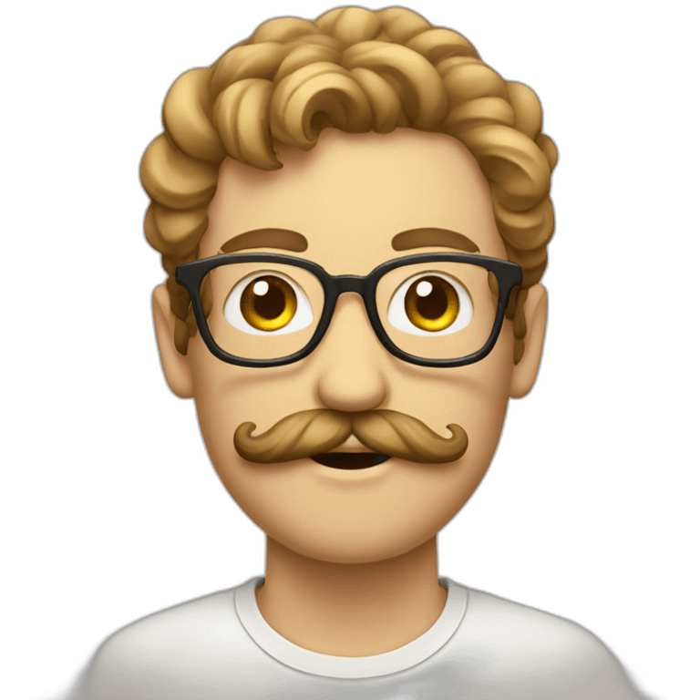 hipster guy with glasses and swirly mustache emoji