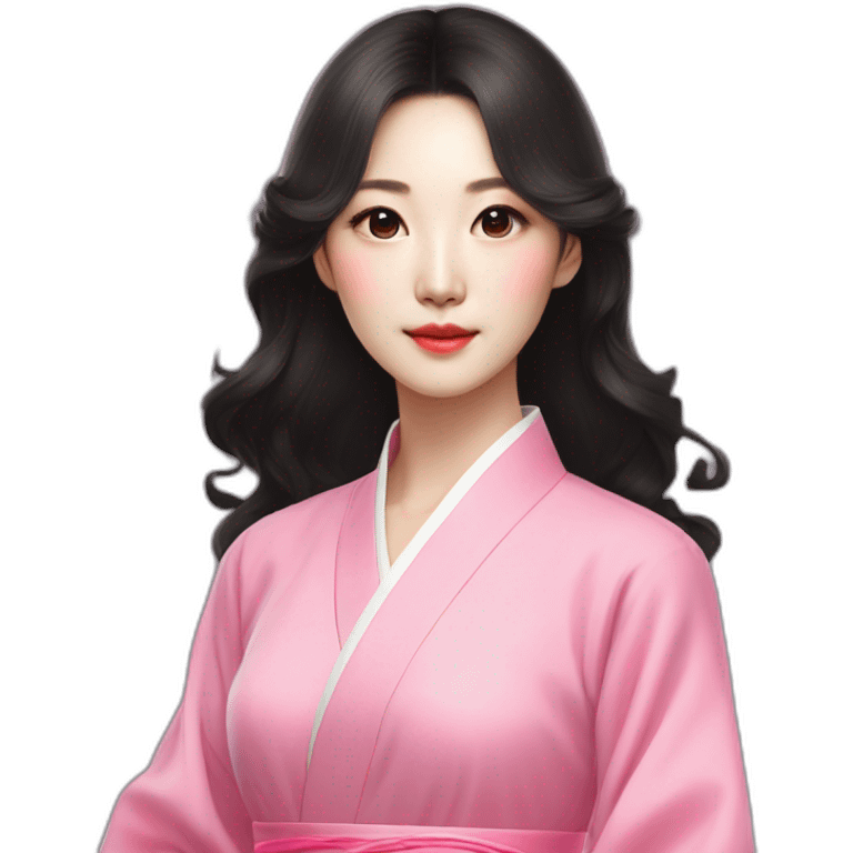 attractive go yoon jung with wavy black hair posing with pink ao dai half body emoji