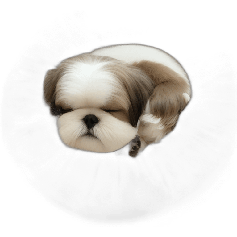 Shih tzu sleeping in fluffy circle bed emoji