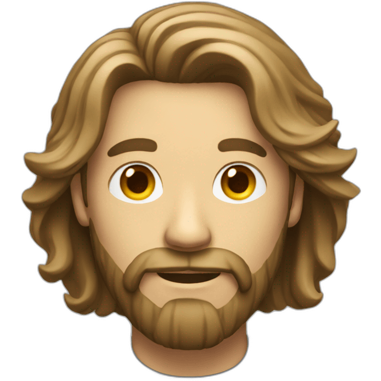 Man with long hair and beard behind a camera emoji