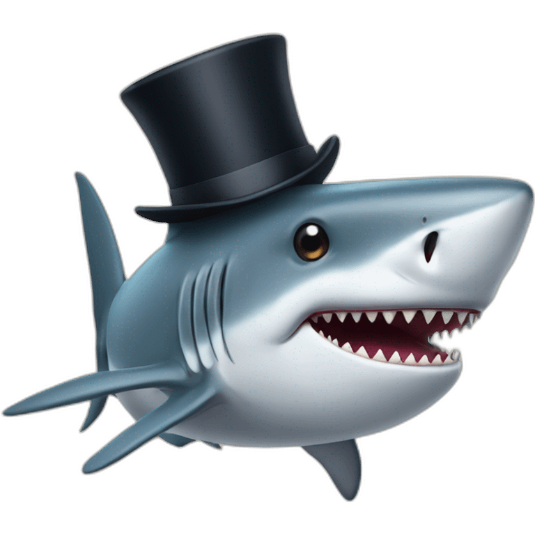 Shark with a top hat emoji