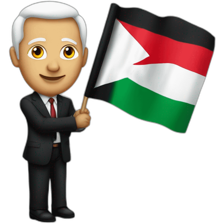 Netanyahou holding Palestinian flag emoji