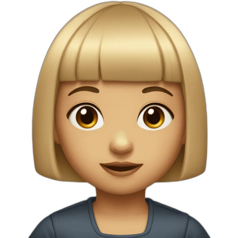 A 2-year-old girl with a short bob and blunt bangs facing forward emoji