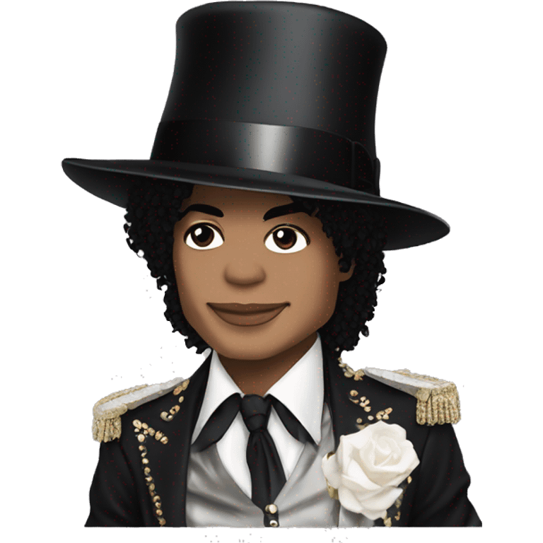 Michael Jackson with a silly T-shirt and a top hat ￼ emoji