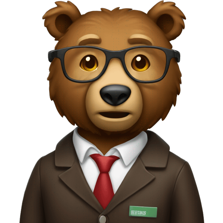  brown bear animal as a university professor, Apple ios style emoji emoji