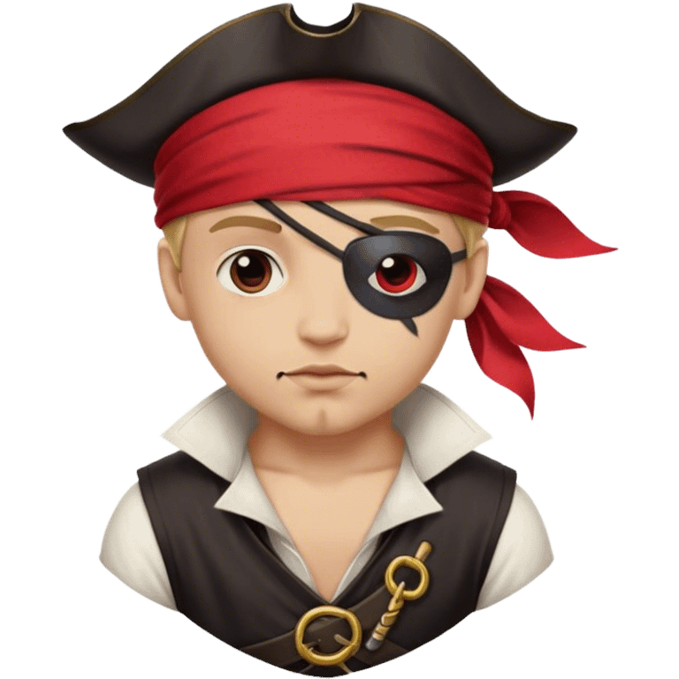 A cute pirate first mate, red bandana, eye patch emoji