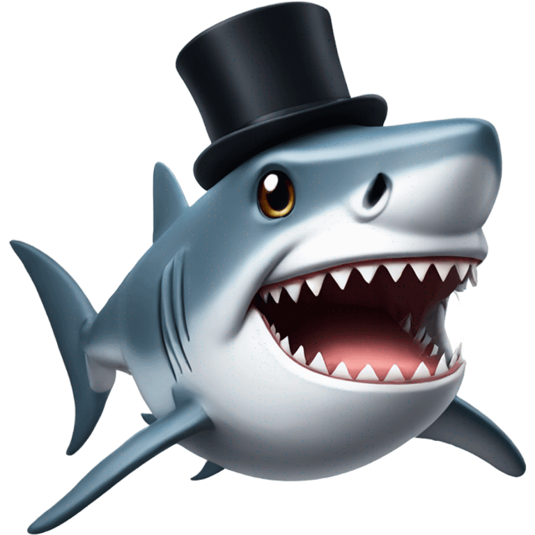 Shark with a top hat emoji