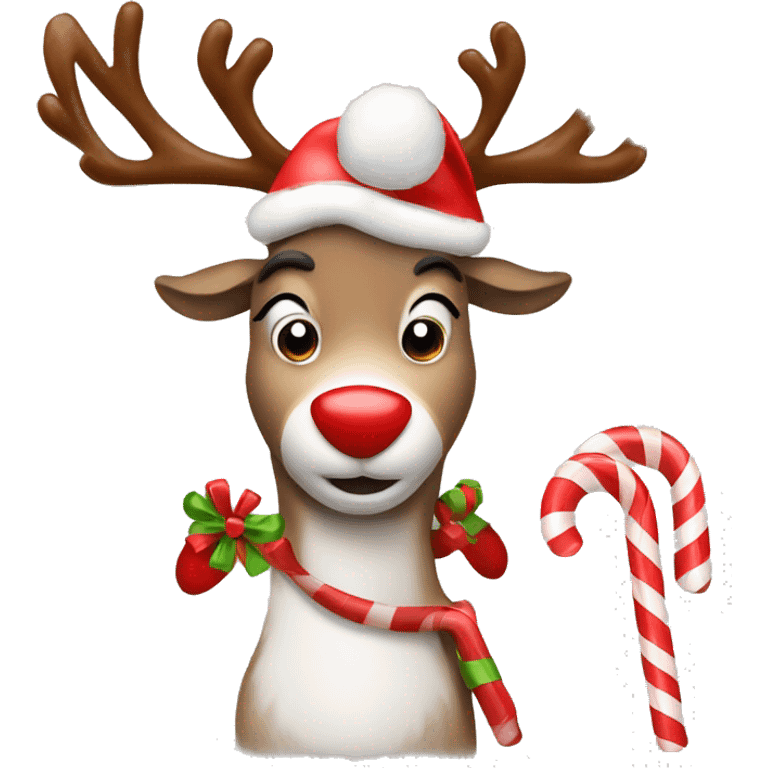 Reindeer with a candy cane emoji