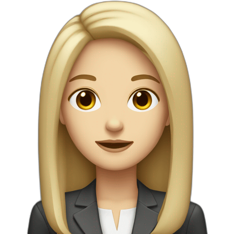 Dark Brown straight long hair white woman wearing suit emoji