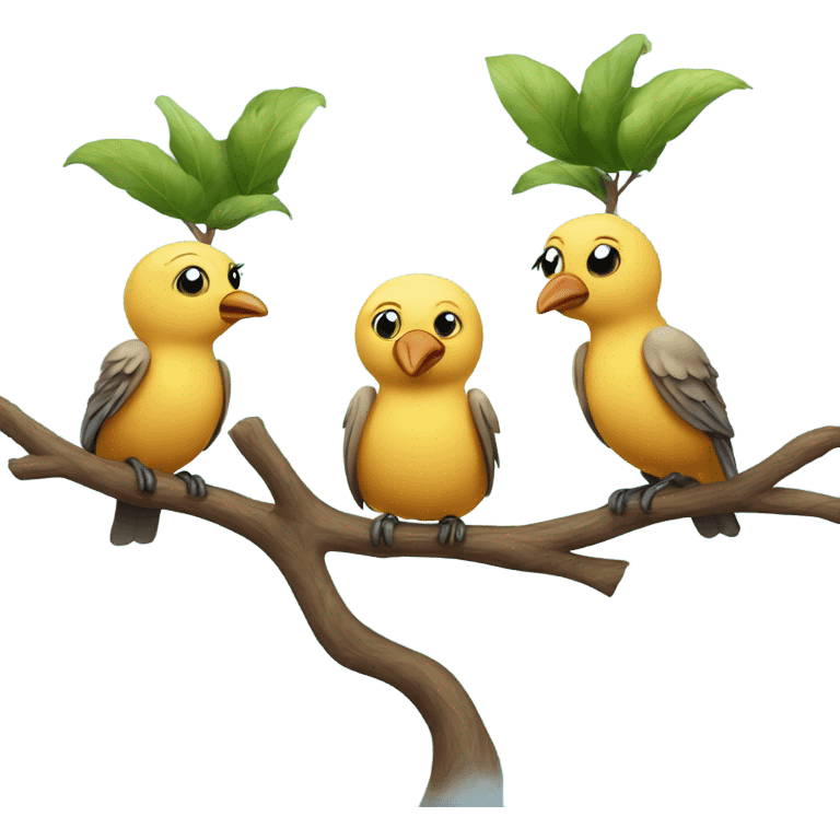 three birds in a tree studying but only one of them learning emoji