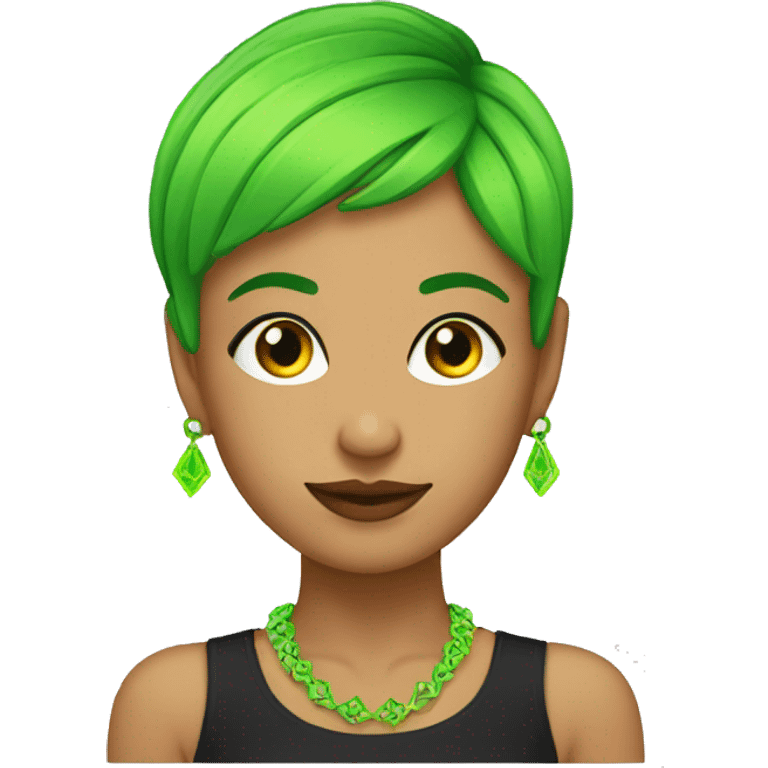 Mexican girl with a neon green pixie cut emoji