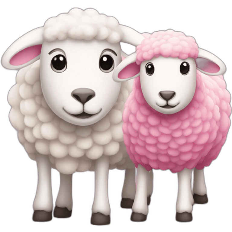 Pink sheep and white sheep emoji