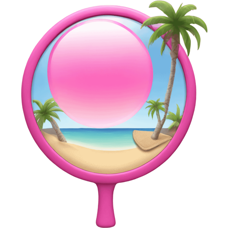 Pink mirror with a beautiful beach reflection emoji