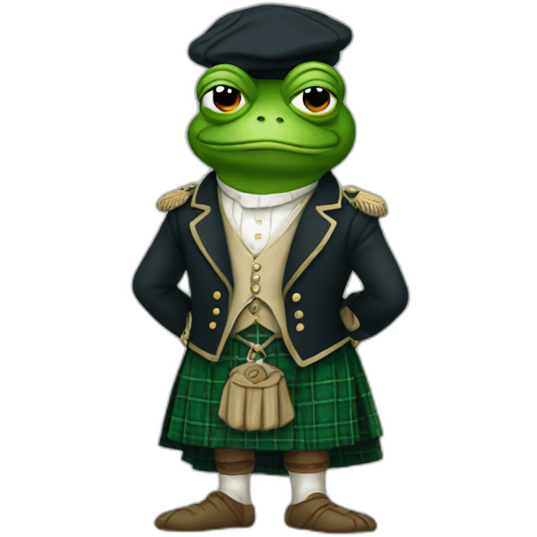 Pepe the frog wearing Scottish kilt emoji