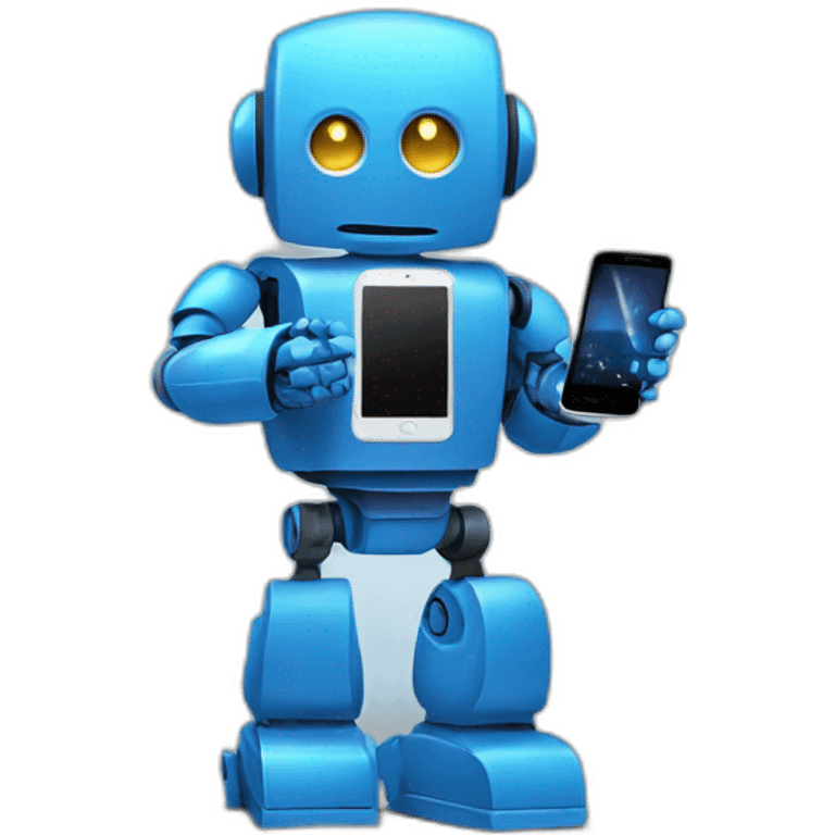 Blue robot holding phone emoji