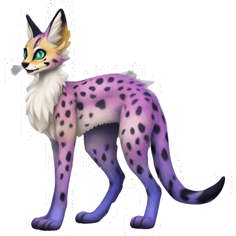 Epic Edgy Colorful ethereal eldritch Sergal-Serval-Fionbri full body emoji